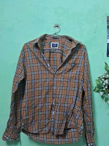 Brown Plaid Button-Down Shirt