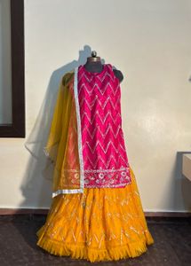 Pink &amp; Yellow Lehenga Choli Set