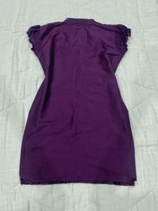 Dark Purple Velvet Print Tunic Kurti