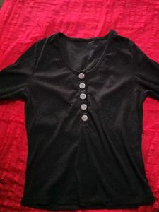 Black Button-Down Top