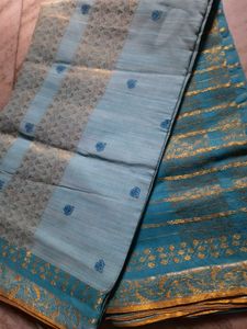 Light Blue Handloom Tant Benarasi Saree