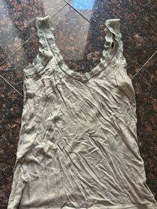 Olive Lace Trim Tank Top
