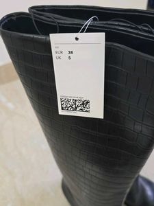 H&amp;M Croc Effect Knee-High Boots