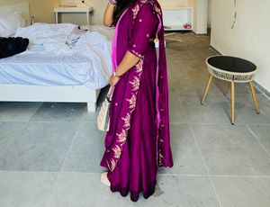 Elegant Purple Embroidered Lehenga With Plate