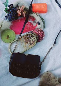 Black Croc Embossed Crossbody Bag
