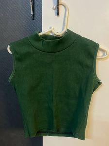 Bottle Green ribbed stretchy tank top
