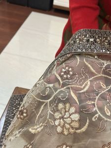 Embroidered Net saree with blouse