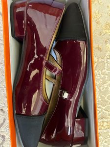 Burgundy & Black Mary Jane Heels Imported