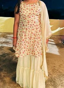 Creamy Colour Plazzo Frock Suit