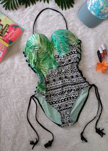 🥵👙 STYLISH Tropical Print Sexy Shiny Bodysuit ✨️
