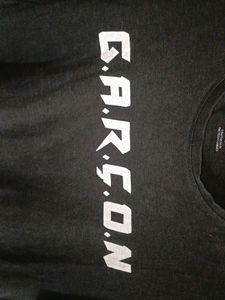 MEN&#39;S BLACK T SHIRT WITH GARCON PRINT AND FUNKY DESIGN AT BOTTOM