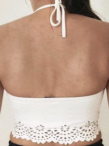 White Halter Crop Top