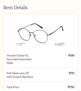 Lens Cart Eyes Glasses ( R= -0.5 L= -0.5) Unisex Eye Glasses