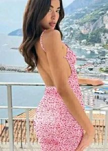Pink Flower Print Maxi Dress