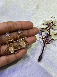 Cute Teddy Bear Necklace and Earring