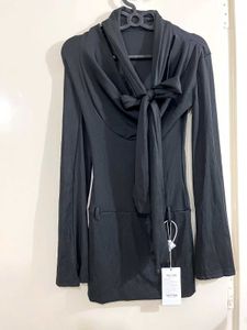 Chic Black Tie-Neck Dress