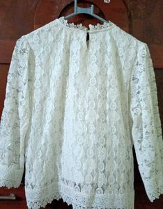 Vintage-Style White Lace Blouse