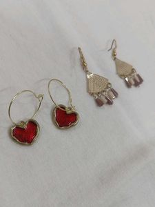 Earring Bundle - Red Heart &amp; Gold Fringe
