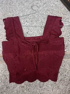 Maroon Ruffle Blouse