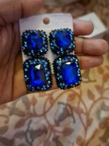 Statement Blue Gem Earrings