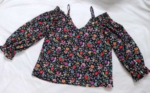 Floral Off-Shoulder Long Sleeve Top