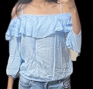 blue cold shoulder ruffle top us polo assn