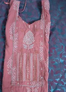 Peach Color Kurta / Kurti With Pearl Beads Work