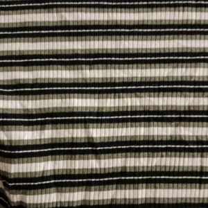 H&amp;M Crop Top Green Black White Striped Divided