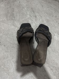 Black Quilted Heeled Sandals