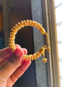 Imported Gold Ans Pearls Adjustable Bracelet