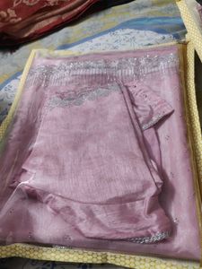 Elegant Light Pink Saree with Silver Detailing