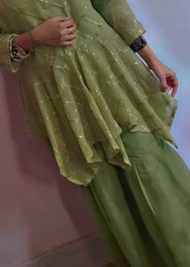 Green Ethnic Kurta &amp; Palazzos