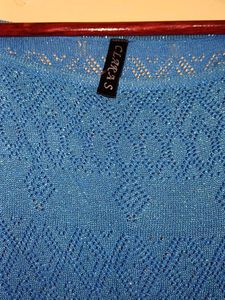 Flawless Sky Blue Stylish Net Top