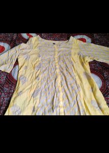 Yellow Printed A Line Dress