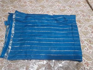 Blue &amp; Silver Sari