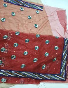 💥🆕️ Bridal Maroon Net Saree