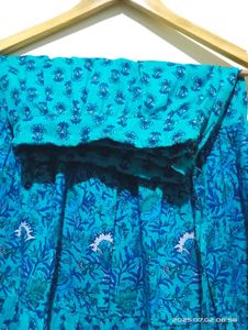 Teal Floral Print Dress &amp; Dupatta