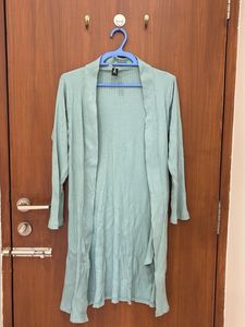 Mint Green Ribbed Knit Cardigan