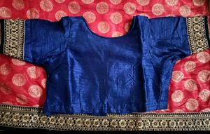 Red Wedding And Festive Saree With Stiched Blouse
