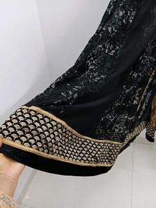 Elegant Black &amp; Gold Embroidered Gown Jacket