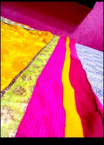 Pink Georgette Saree