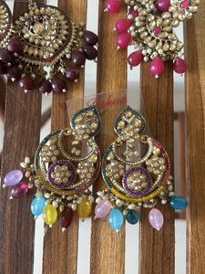 Colorful Fashion Earrings for ethnic wear set of 3