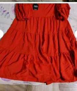 Combo Of Red Mini Dress And Puff Sleeves Kurti