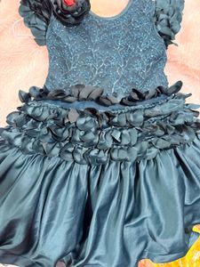 Teal Colour Baby Girl Dress Up to 4 Years