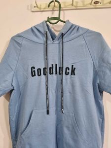 Blue Hoodie Style Dress