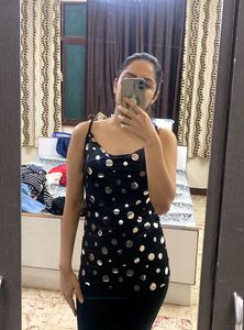 Polka Dot Top with Owl Neck