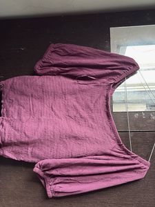 Purple Ruched  Crop Top - Size S To M
