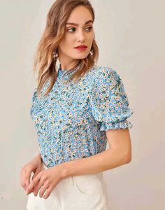 Floral Printed Aqua Blue Top💙