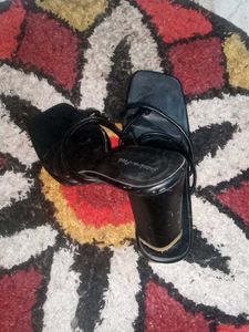 Black Strappy Block Heel Sandals