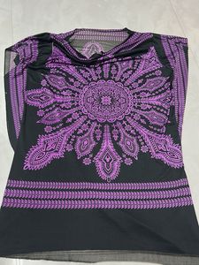 Black Purple Print Top